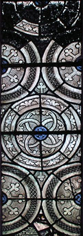 the grisaille glass in the chancel