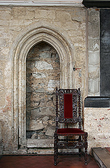 blocked door to the old sacristy