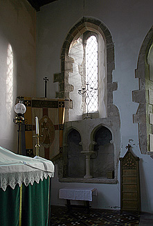 the piscina in the chancel