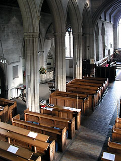 the aisle and Trumpington tomb from the organ